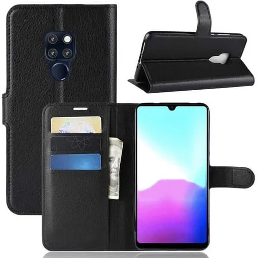 Huawei P20 Wallet Case - Sort læderet etui