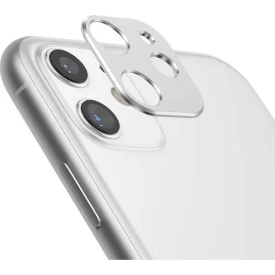iPhone 11 Kamerabeskyttelse i sølv - Hærdet Carbon Fiber