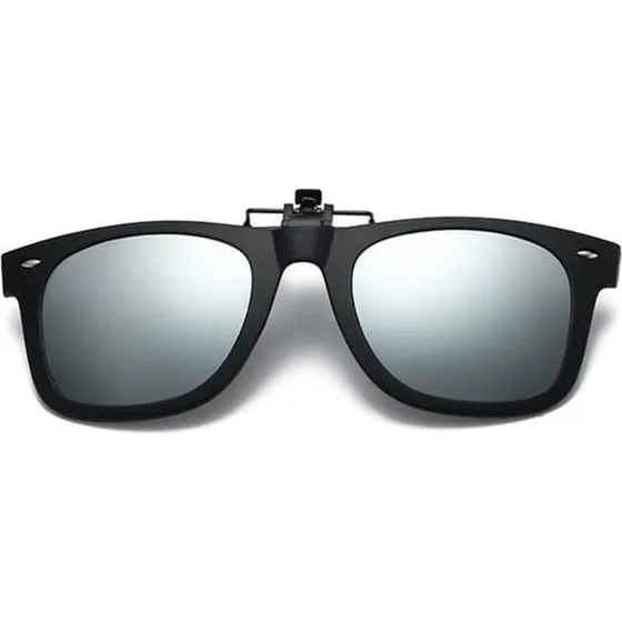 Clip-on Wayfarer Solbriller med Spejlglas - Sort