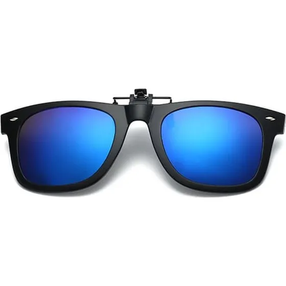 Wayfarer Klip-på Solbriller - Blå Spejlglas