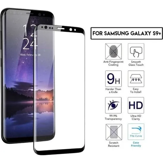 Samsung Galaxy S9 Plus 3D Skærmbeskyttelse i Kulfiber og Glas