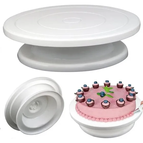 Roterende kagetallerken - 28 cm - Slidstærk plast