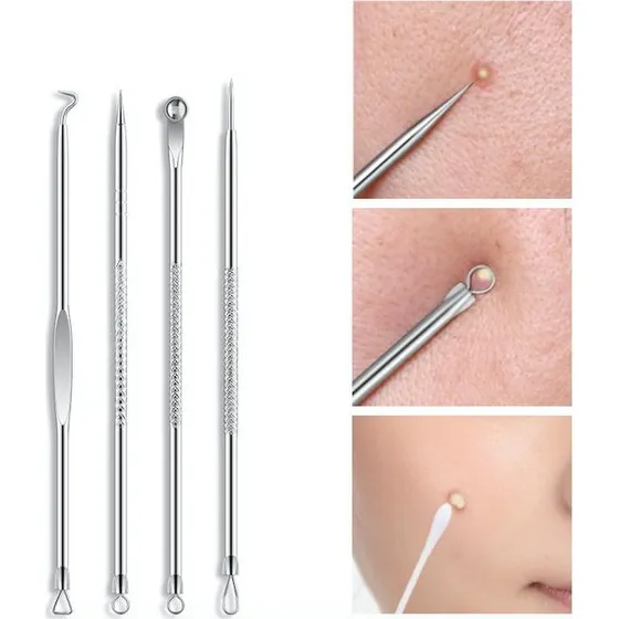 4-pak Blackhead klippere i rustfrit stål til ansigtspleje
