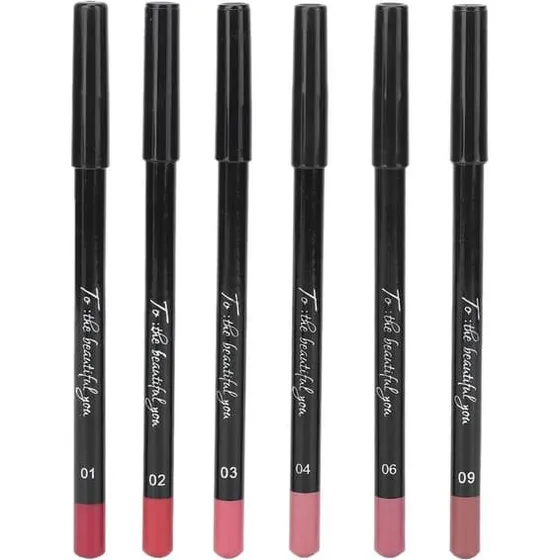 6 stk. Professionel Lip Liner - Vandtæt & Mat - Farve #02
