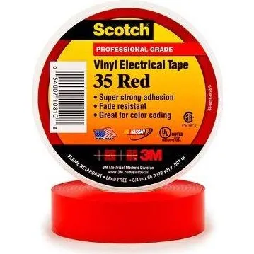 Scotch Tape 35 Vinyl Rød 19mm x 20m Flammehæmmende