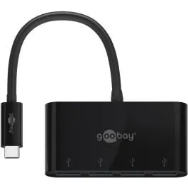 Goobay 4-Port USB-C 3.0 Hub (4x USB-A), sort, 0,1 m