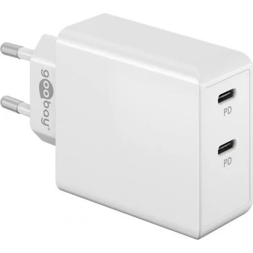 Goobay PD Dual 36W USB-C oplader 2x USB-C – Hvid