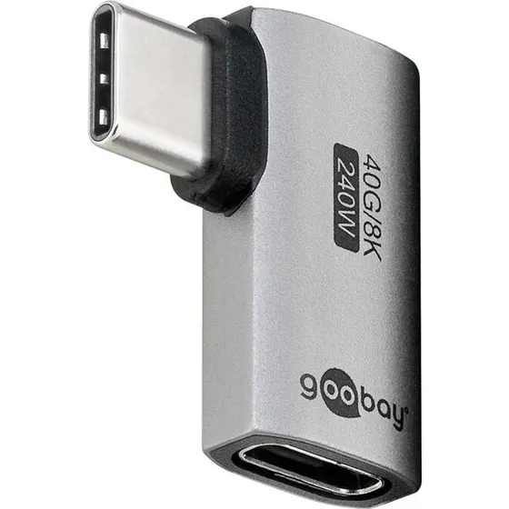 Goobay USB-C (USB4) adapter hun til han 90° vandret, sølv