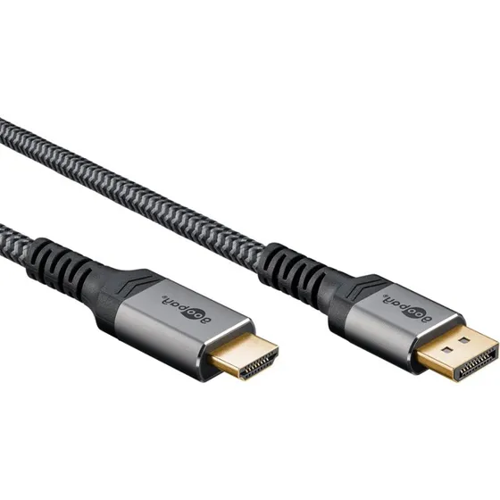 Goobay DisplayPort til HDMI-kabel 1 m – Sharkskin Grey