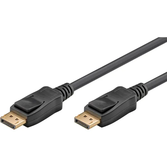 Goobay DisplayPort 2.1 kabel 3 m – låsende han‑til‑han, sort