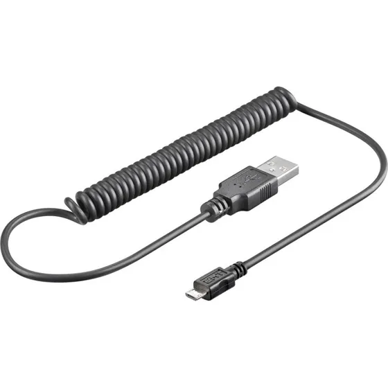 Goobay Micro-USB spiralkabel 1 m, sort
