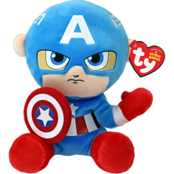 Ty Beanie Babies Marvel Captain America - 15 cm blød bamse