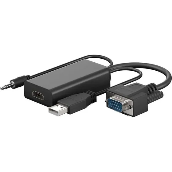 Goobay VGA til HDMI adapter med 3,5 mm lyd, sort