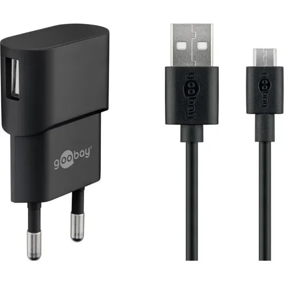 Goobay Micro-USB oplader 5W med 1 m kabel, sort