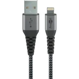 Goobay Lightning til USB-A tekstilkabel MFi 0,5 m – Spacegrå