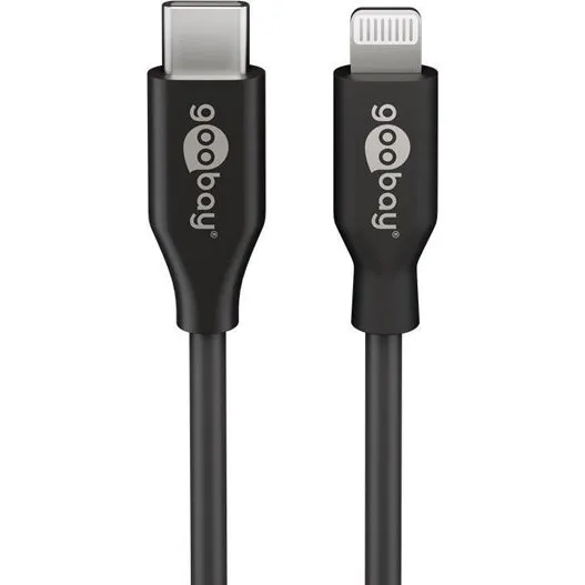 Goobay USB-C til Lightning-kabel 0,5 m, sort (MFi, op til 87W)