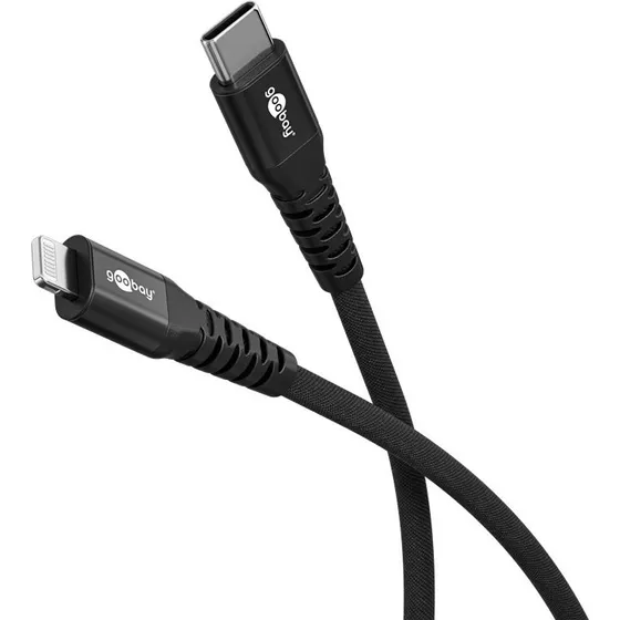 Goobay USB-C–Lightning tekstilkabel 0,5 m, sort (MFi, 60W)