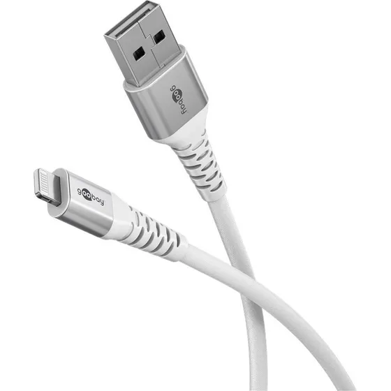 Goobay USB-A til Lightning tekstilkabel 3 m - Hvid