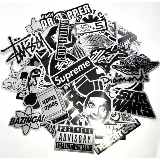 50 stk. Vandtætte Metal Stickers - Graffiti Design 3-8 cm