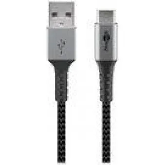 Goobay USB-C til USB-A tekstilkabel 1 m, sort/sølv