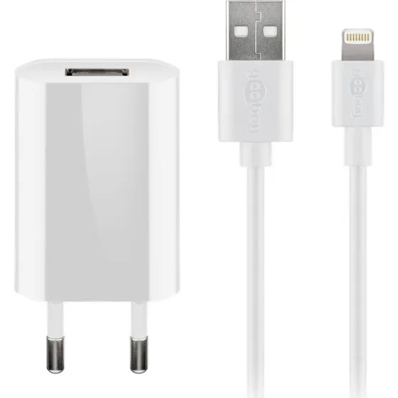 Goobay 5W USB-oplader med 1 m Apple Lightning-kabel, hvid