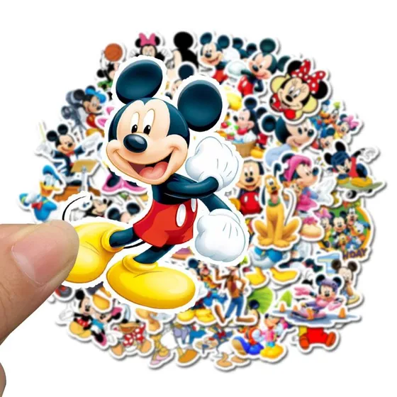 Disney Mickey Mouse Klistermærker - 50 stk. Vandtætte PVC