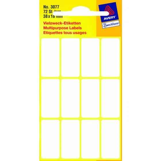 Avery Etiketter 38 x 18 mm, permanent - 72 stk