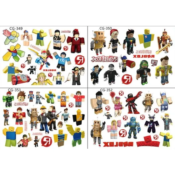 Roblox-tatoveringer til børn - 4 ark med forskellige motiver