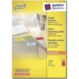 Avery 3456 etiketter 105x148 mm rød, 400 stk