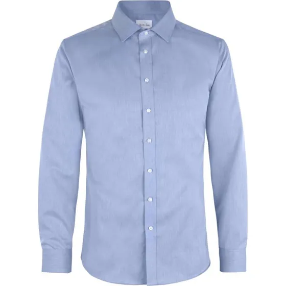 Seven Seas Skjorte Slim Fit - Lys Blå - 100% Bomuld Twill