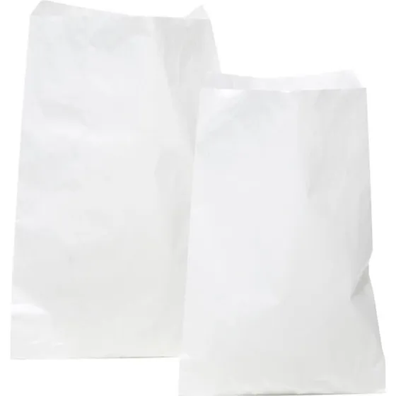 50 stk. Hvide Slikposer i Kraftpapir - 21 x 14 cm
