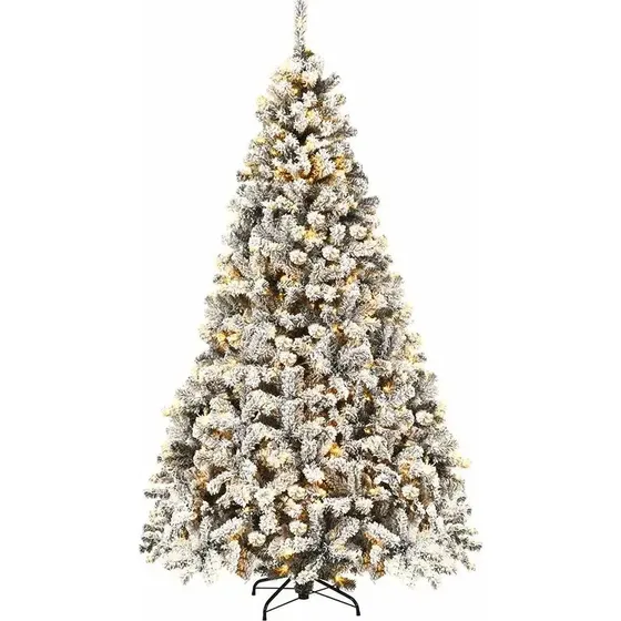 225 cm sneklædt juletræ med 450 varme LED-lys