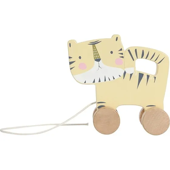 Little Dutch Træk-tiger i træ, gul (13,7 x 14 x 4 cm)