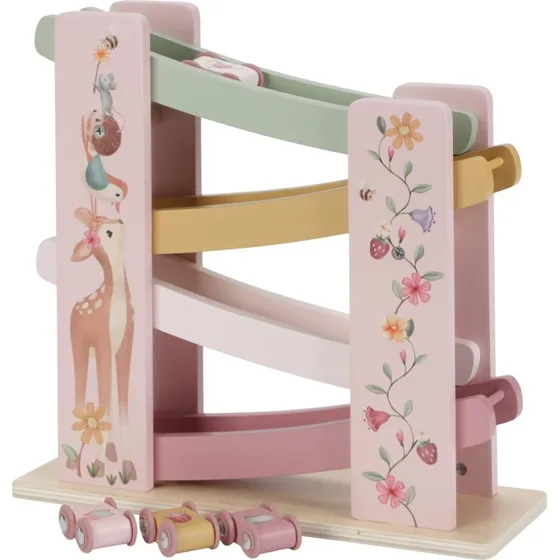 Little Dutch Fairy Garden Pink Ramp Racer – Træbilbane med 4 biler