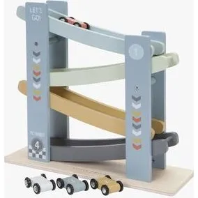 Little Dutch bilbane i træ - blå med 4 racerbiler (1+)