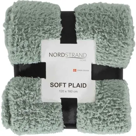 Nordstrand Home Plaid i teddy fleece 120x160 cm - Støvet grøn