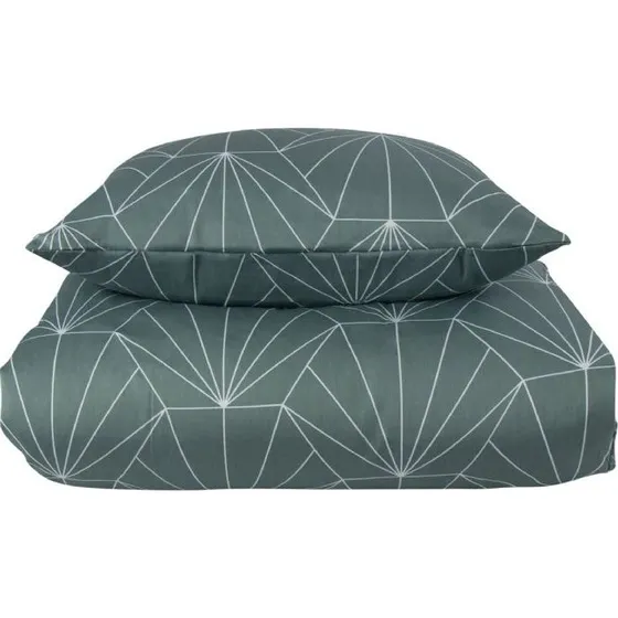 By Night Sengetøj 200x220 cm Bomuldssatin Hexagon - Støvet grøn