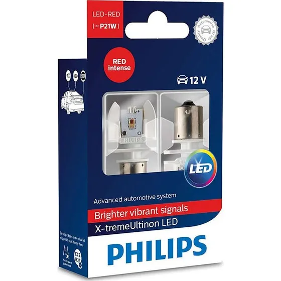 Philips X-tremeUltinon P21W LED Stoplys - 2-pak, Rød, 12V