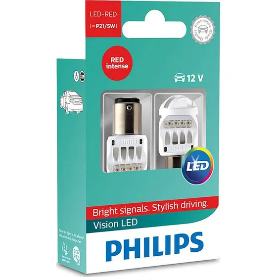 Philips Vision P21/5W LED Stoplys Rød 12V (2-pak)