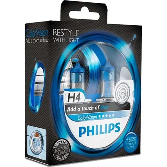 Philips Colorvision H4 Blå 60/55W 12V - 2-pak