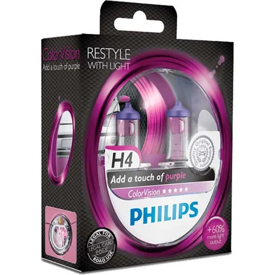 Philips Colorvision Lilla H4 60/55W 12V - Sæt