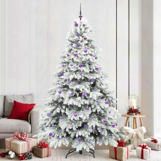 vidaXL Kunstigt Juletræ 240 cm med 300 LED & Kugler - Hvid