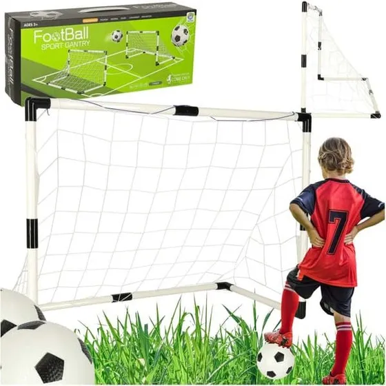 Fodboldmål børn 2-pak 95x70 cm med 2 bolde & pumpe