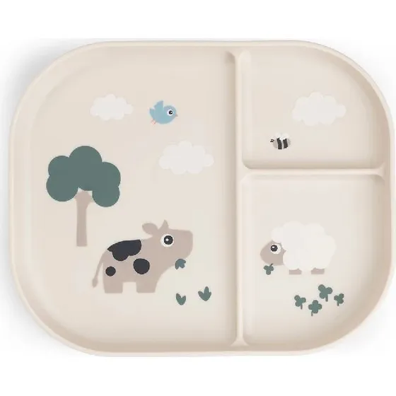 DonebyDeer Sand Foodie inddelt tallerken Tiny Farm 22×18 cm