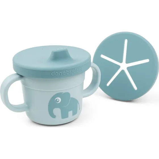 Done by Deer Foodie 3-i-1 tud- og snackkop Elphee blå