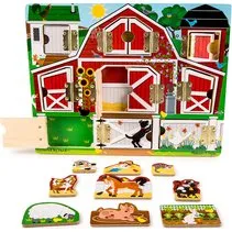 Melissa & Doug Hvad gemmer lågen – Bondegård, træ 30x22 cm
