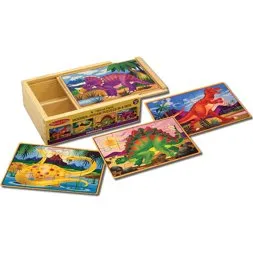 Melissa & Doug Træpuslespil 4x12 brikker – Dinosaurer