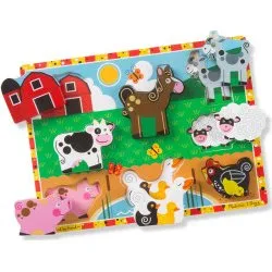 Melissa & Doug Bondegårds-puslespil i træ - 8 ekstra-tykke brikker