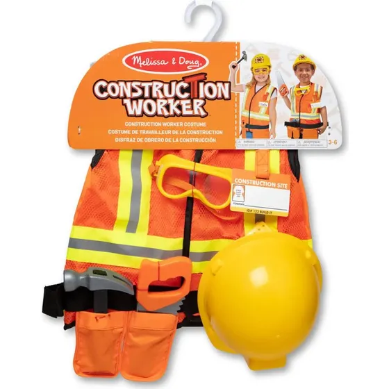Melissa & Doug Construction Worker Udklædning - Vest, Hjelm & Værktøj