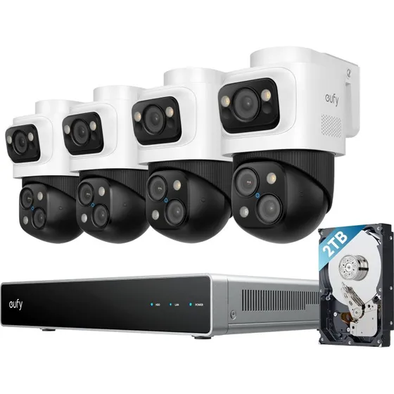 Eufy Security S4 Max NVR-system med 4 kameraer og 2 TB lager